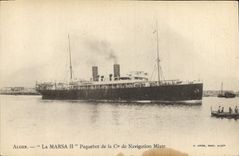 Vintage Postcard Algiers Boat Marsa II Steamer of the mixed Co of Navigation