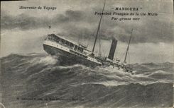 Vintage Postcard Boat Mansoura French Steamer of the Mixed Co