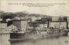 Vintage Postcard Bateau Vendres Port Marsa TSF makes the service of Vendres Port has Algiers