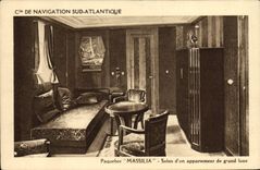 CPA Bateau Compagnie de Navigation Sud Atlantique Paquebot Massilia Salon d'un appartement de grand luxe 