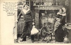 CPA Folklore Les chansons de Botrel Le fil casse Marin 