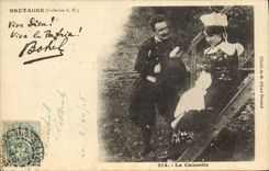 CPA Folklore Bretagne La causette 