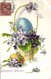 CPA Fantaisie Fleurs Paques Oeuf 