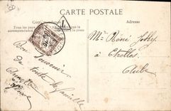 Postal Caza Troyes 1.o fiesta del Punto la cabalgata el Tanque de la caza Masa