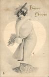 CPA Fantaisie Illustrateur Femme Bonne annee 