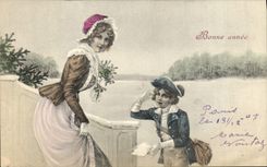 CPA Fantaisie Illustrateur Femme Enfant 