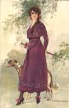 CPA Chien Chiens Femme 