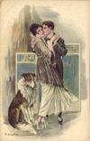 CPA Chien Chiens Femme Danse 