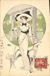 CPA Chien Chiens Femme 