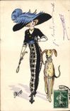 CPA Chien Chiens Femme 