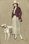 CPA Chien Chiens Femme 