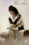 CPA Chien Chiens Femme 
