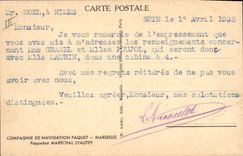 Vintage Postcard Boat Shipping company Package the steamer Marshal Lyautey Marseilles