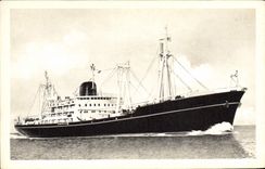 CPA Bateau Compagnie des Messageries Maritimes Navires de charge Maori Marquisien Malais Mauricien Martiniquais Vosges Ventoux 