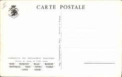 Vintage Postcard Maori Boat Company of the Shipping company Cargo vessels Malayan Marquisien Mauritian Inhabitant of Martinique the Vosges Ventoux