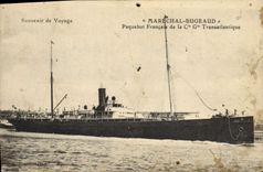 Vintage Postcard Boat Marshal Bugeaud French Steamer of the Co Gle Transatlantiuque