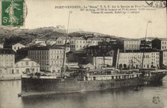CPA Bateau Port Vendres La Marsa TSF fait le service de Port Vendres a Alger 