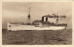 Vintage Postcard Mixed Boat Shipping company Parquet floor Marseilles Steamer Medie II