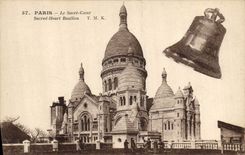 Vintage Postcard Paris Bell the Sacring Montmartre Heart