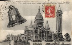 Vintage Postcard Paris Bell the basilica of the Sacring Heart of Montmartre