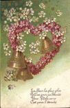 CPA Cloche Fleurs Coeur 