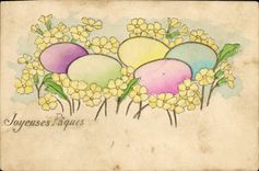 CPA Fantaisie Fleurs Oeufs 