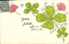 CPA Fantaisie Fleurs Trefles 