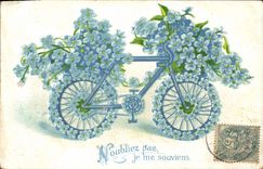 CPA Fantaisie Fleurs Velo Cycle 