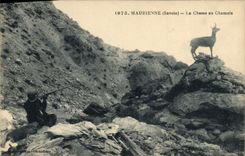 Postal Caza Maurienne la caza a la gamuza Cazador