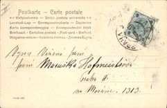 Postal Fantasia Ilustrador Niño Cigüeña