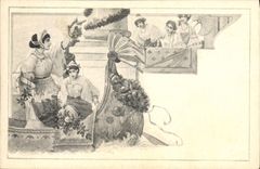 CPA Fantaisie Illustrateur Femmes Bateau