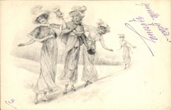 CPA Fantaisie Illustrateur Femmes