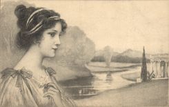 CPA Fantaisie Illustrateur Femme