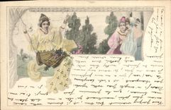 CPA Fantaisie Illustrateur Femmes Balancoire