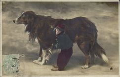 CPA Chiens Chien Singe