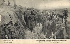 Vintage Postcard Militaria general Franchet d' Esperey visiting a trench