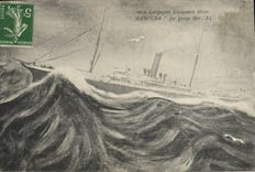 CPA Bateau Compagnie Navigation Mixte Manouba par grosse mer 