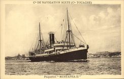Vintage Postcard Mixed Boat Co of Navigation Co Touache Mustapha II