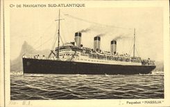 Vintage Postcard Boat Steamer Massilia Co of Southern Navigation Atlantic
