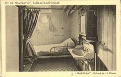 Vintage Postcard Boat Co of Southern Navigation Atlantic Massilia Cabin of 1st class