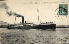 CPA Bateau Oran Depart de la Medjerda Courrier Postal 