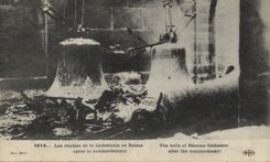 Vintage Postcard Bell bells of the cathedral of Rheims after the Militaria bombardment