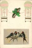 Vintage Postcard Fantasy Birds Poisson