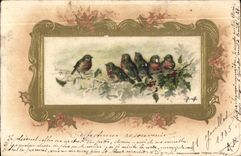 CPA Fantaisie Oiseaux (carte toilée) 