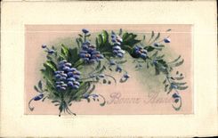CPA Fantaisie Fleurs (carte toilée) 