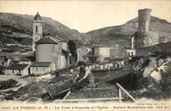 CPA Cueillette La Turbie La Tour d4Auguste et l'eglise Ruines romaines TOP 