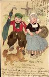 CPA Fantaisie Illustrateur Enfants Folklore Moulin a vent Chien 