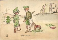 Vintage Postcard Fantasy Illustrator Children Russian Russia Russia Militaria Horse