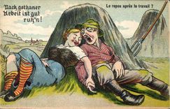 CPA Fantaisie Illustrateur Le repos apres le travail ? 