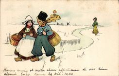 Vintage Postcard Fantasy Illustrator Children Holland Folklore